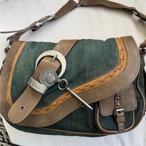 Dior Denim and Tan Shoulder Bag